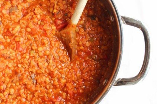 Vegansk linsebolognese