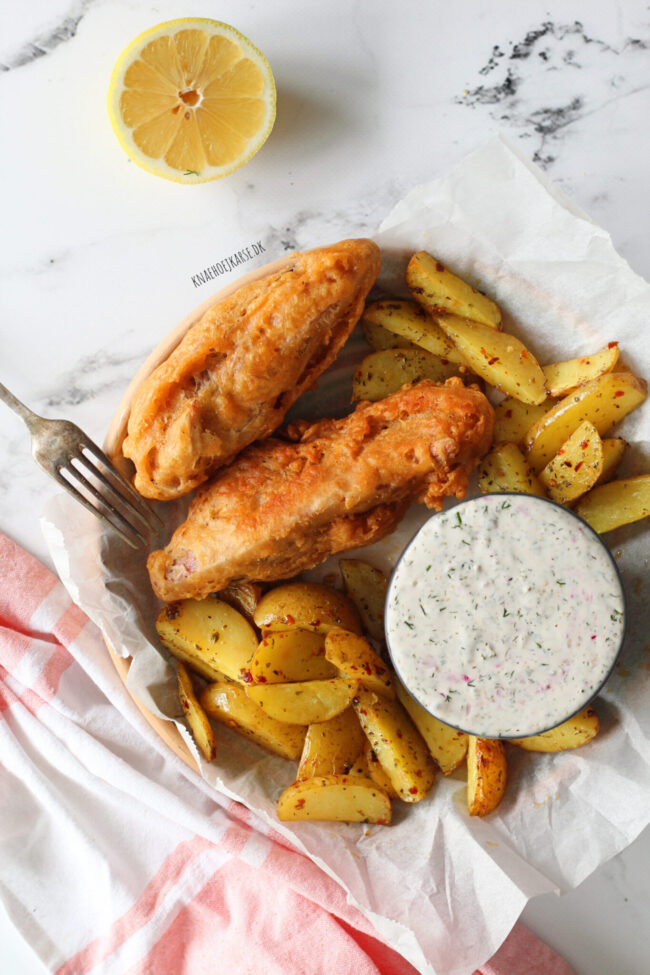 vegansk fish and chips med bananblomster vegansk fish and chips med bananblomster og chilifritter