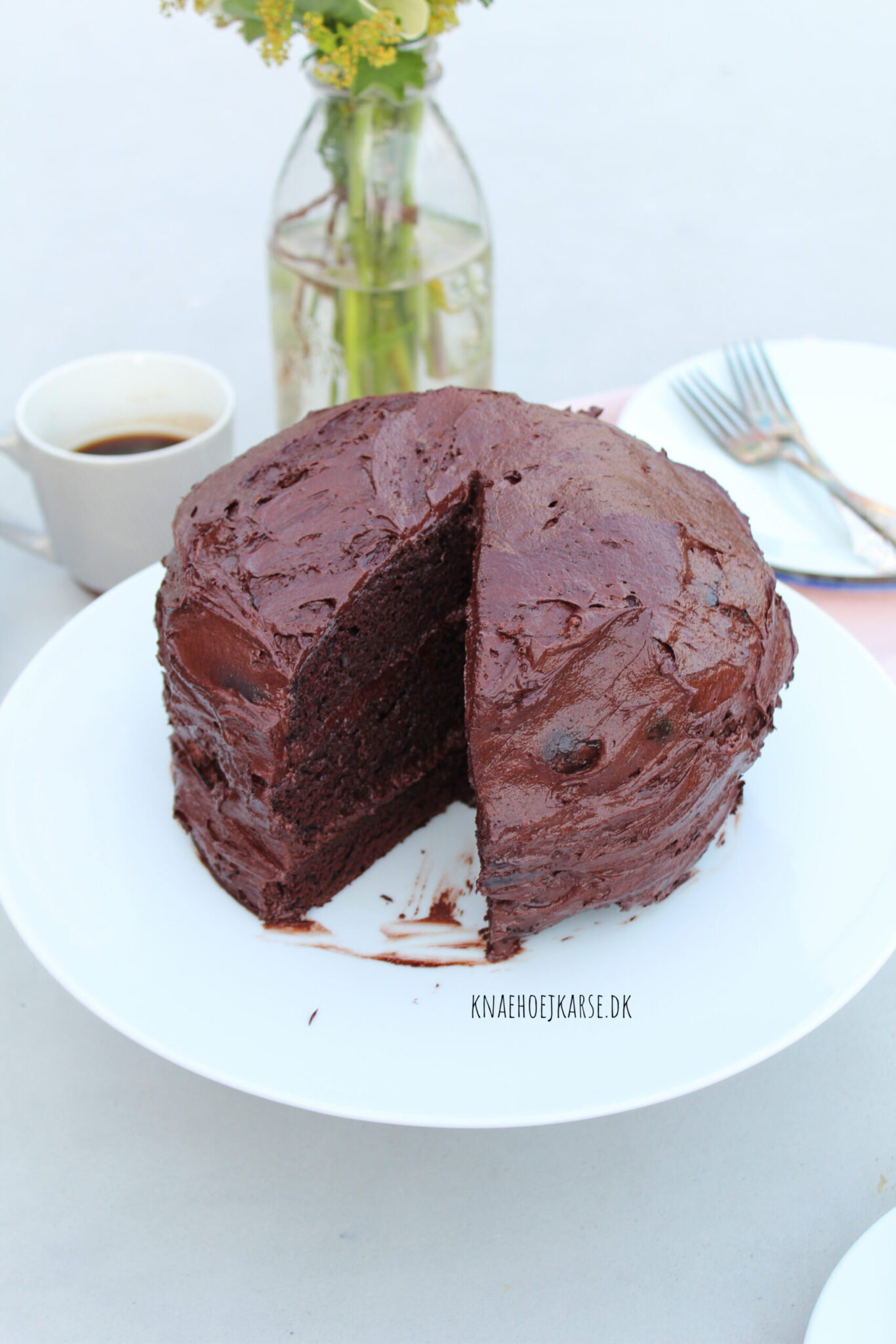 vegansk chokoladekage med chokoladefrosting