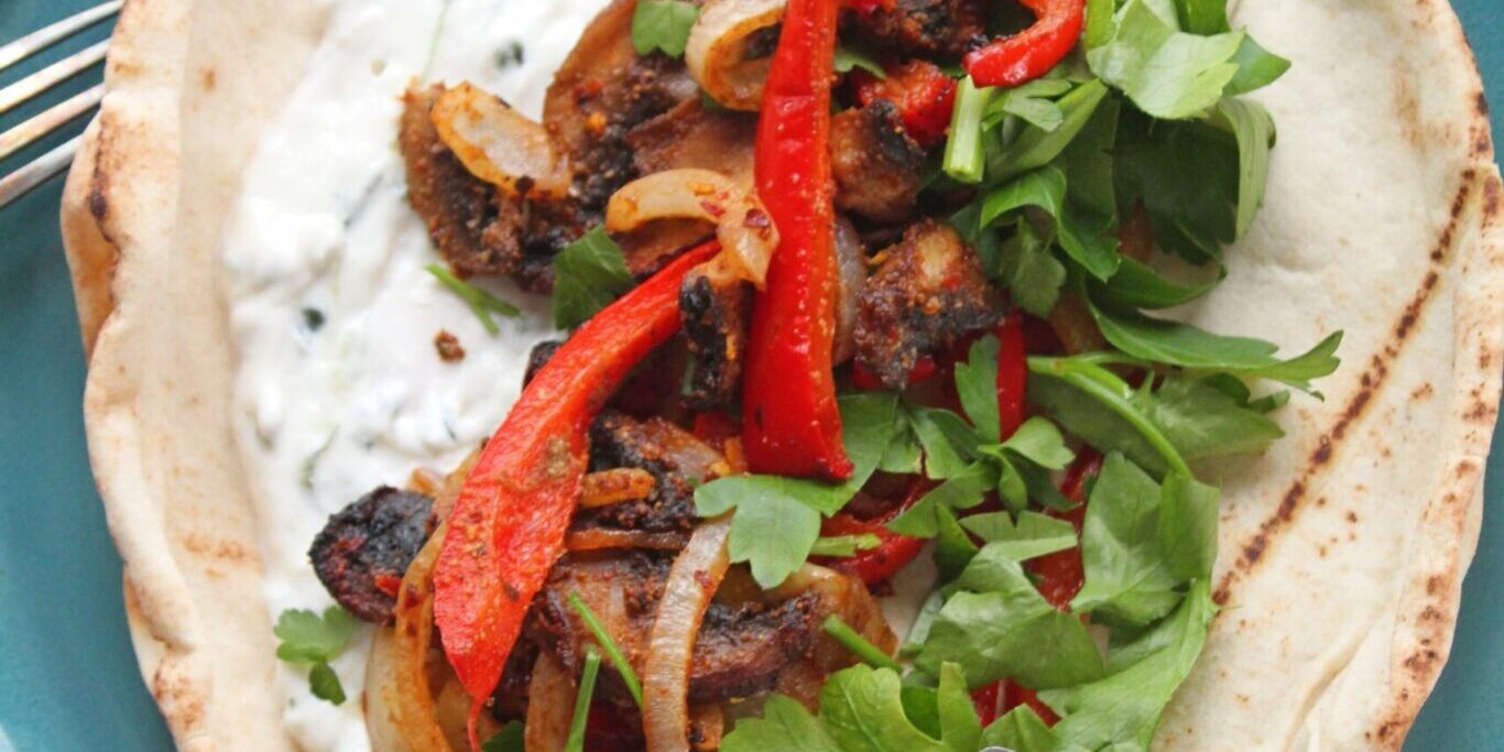 svampefajitas fajitas med svampe og løg