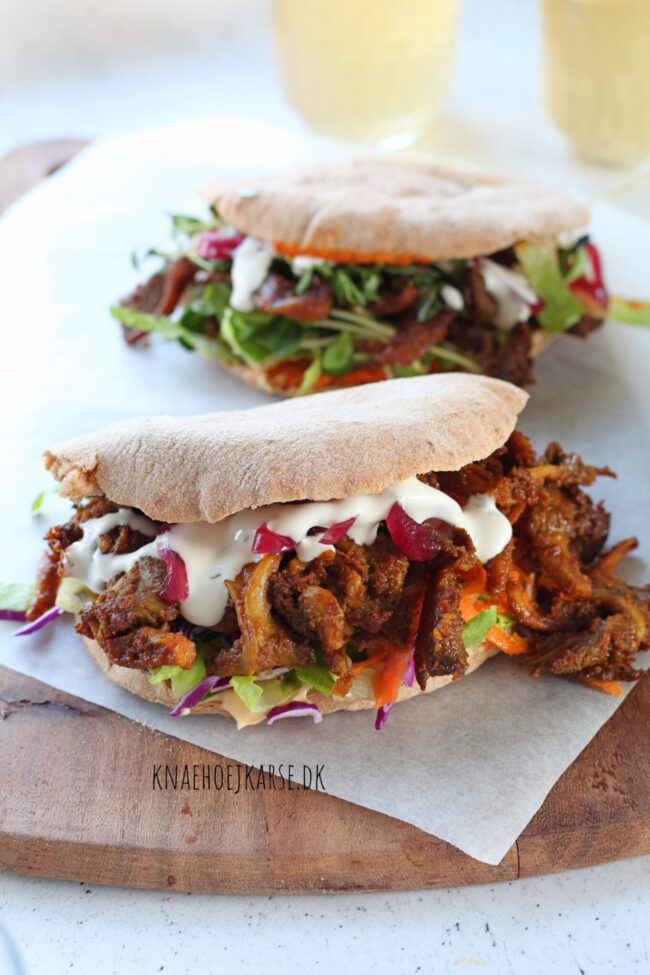 pitabrød med vegansk svampekebab